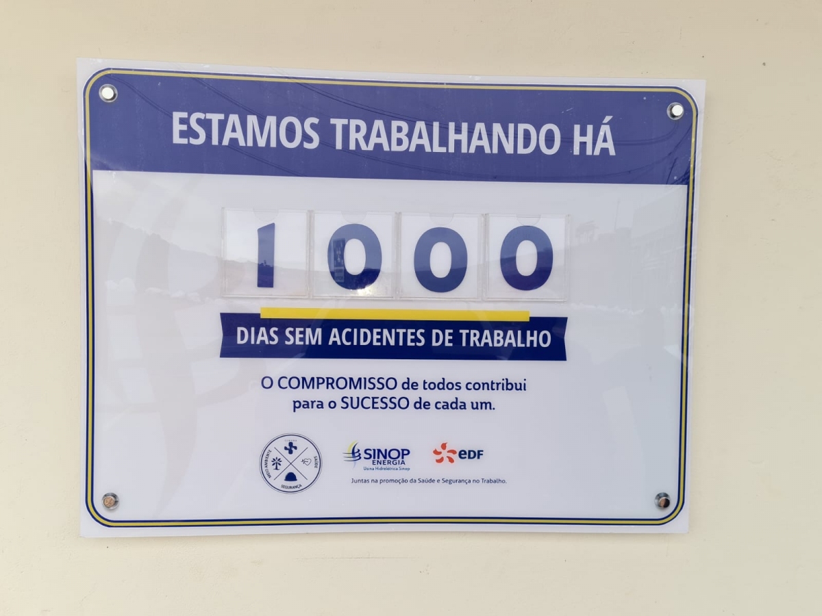UHE Sinop completa mil dias sem acidentes de trabalho