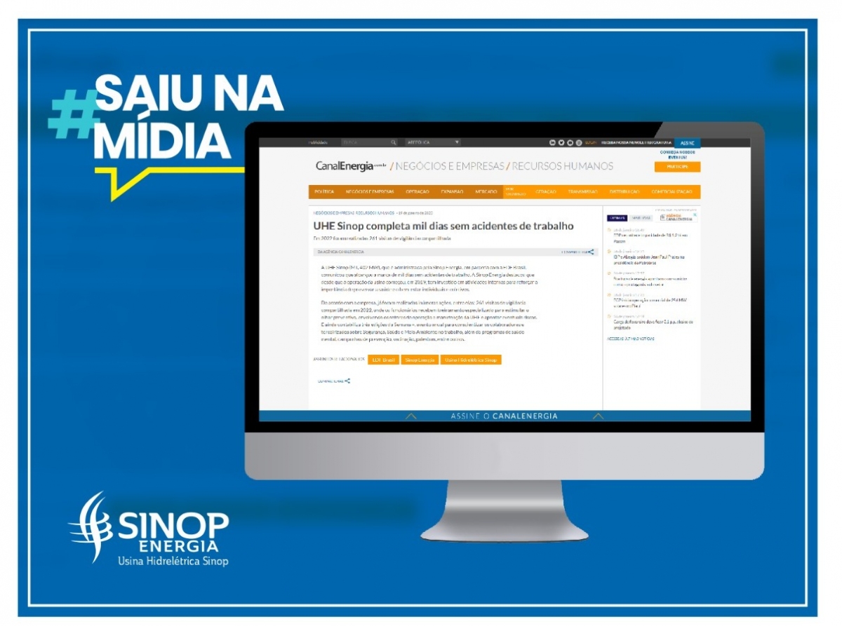 UHE Sinop é assunto no site Canal Energia 