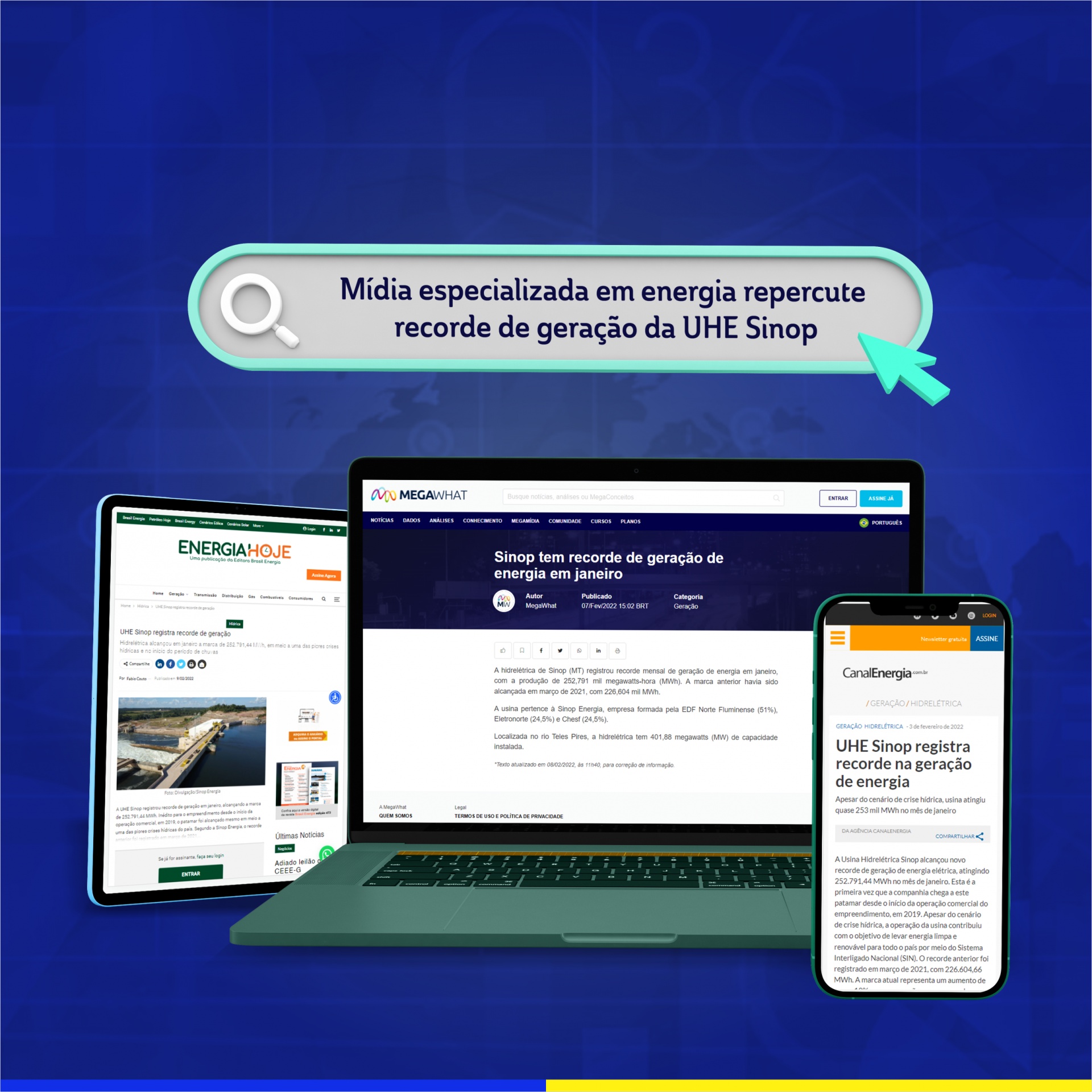 Mídia especializada em energia repercute recorde de geração da UHE Sinop