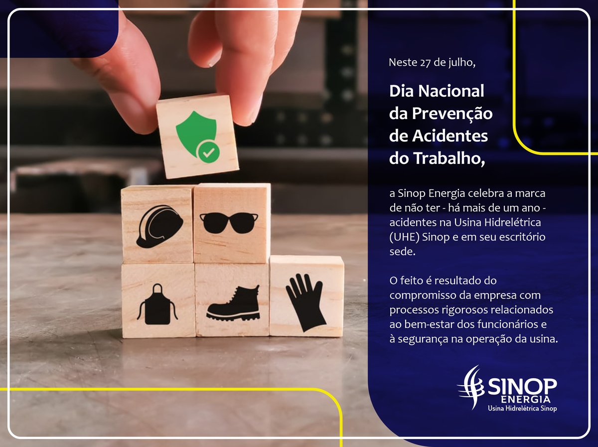 UHE Sinop não registra acidentes de trabalho há mais de um ano. 