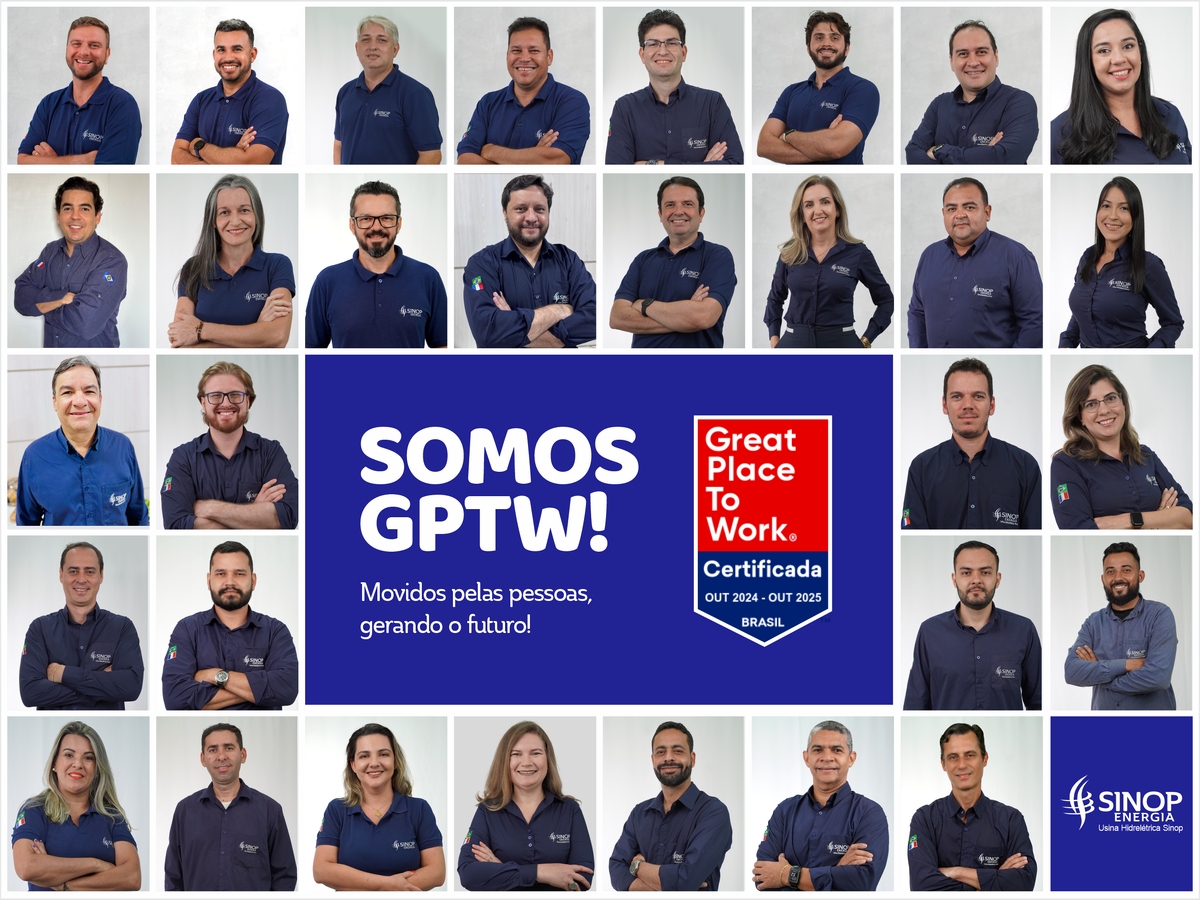 Sinop Energia conquista selo GPTW como excelente lugar para se trabalhar