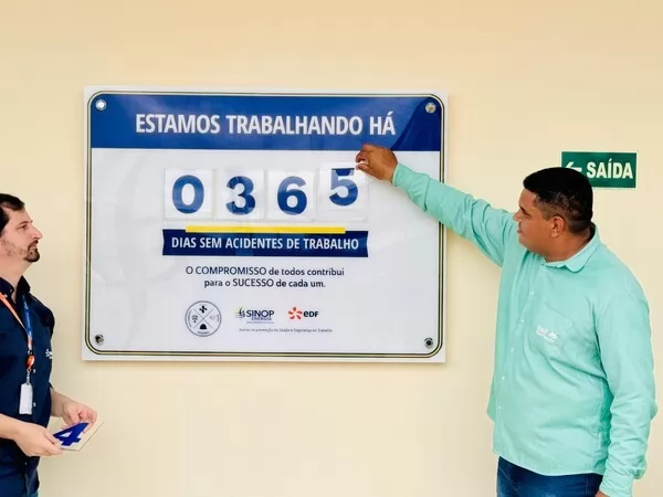 Sinop Energia alcança 365 dias sem acidentes no mês que marca o Dia Mundial da Saúde e Segurança no Trabalho